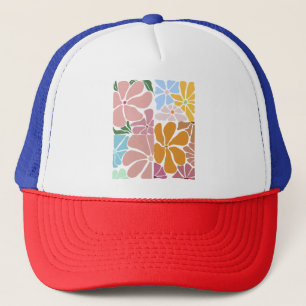 Gorra De Camionero Patrón floral retro - Flor ventilado colorida