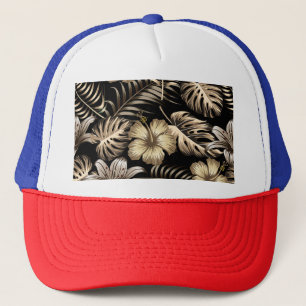Gorra De Camionero Patrón floral sin soldadura con hojas.