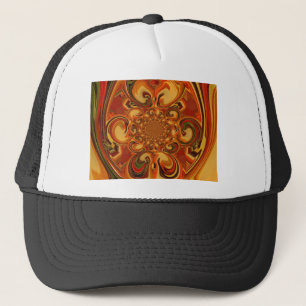 Gorra De Camionero Patrón giratorio en tonos Naranja, marrón y verde