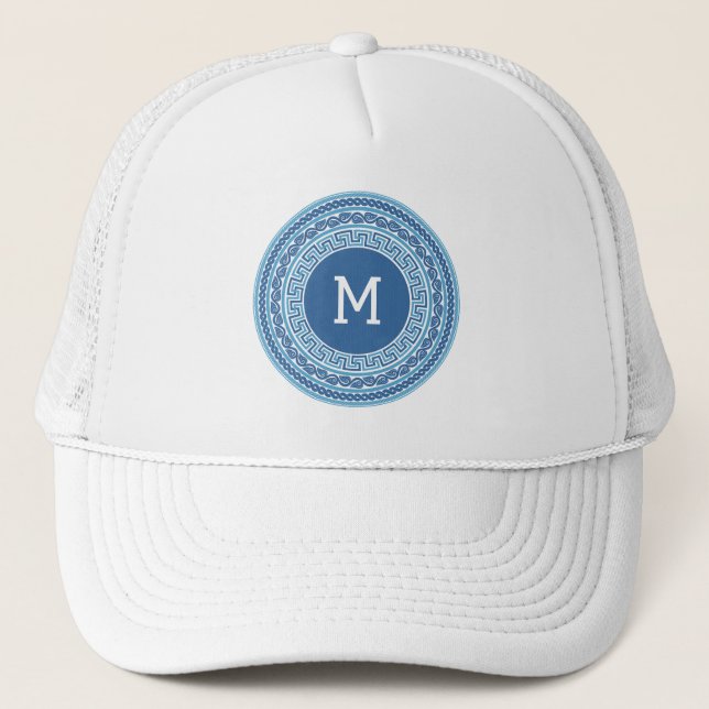 Gorra De Camionero Patrón griego monograma personalizado (Anverso)