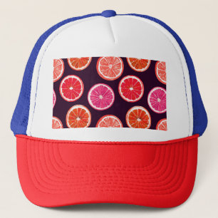 Gorra De Camionero Patrón oscuro de cítricos pintados a mano