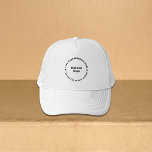 Gorra De Camionero Patrón redondeado de marcas comerciales Textos sob<br><div class="desc">Patrón redondo de textos de marca comercial sobre sombrero de camionero. Personalizar que ponga su nombre de negocio para crear conciencia de marca. Puedes regalarlo como regalo o regalo a tu cliente. Puede incluirlo en sus materiales de marketing para promocionar su negocio o en sus productos promocionales para promocionar su...</div>