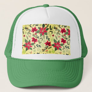 Gorra De Camionero Patrón sin foco de navidades con flores rojas