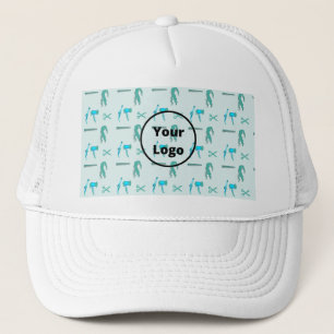 Gorra De Camionero Patrón verde azulado de negocio de peluquería