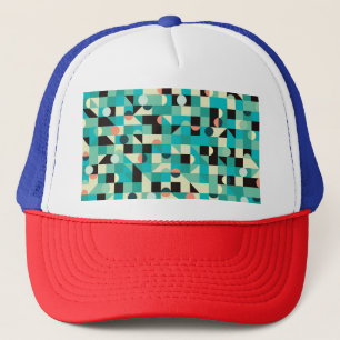 Gorra De Camionero Patrón vintage con triángulos y círculos.