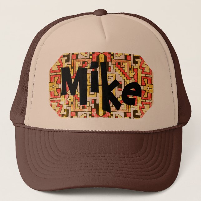 Gorra De Camionero Patrón y nombre tribal/étnico geométrico (Anverso)