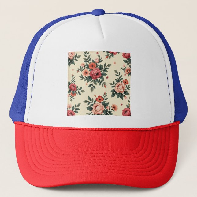 Gorra De Camionero Patrones florales de época con elegancia clásica (Anverso)