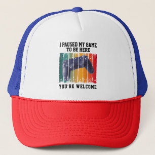 GORRA DE CAMIONERO PAUSÉ MI JUEGO PARA ESTAR AQUÍ DE NADA