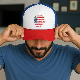 Gorra De Camionero Pavo de Acción de Gracias con bandera estadouniden