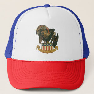 Gorra De Camionero Pavo de Acción de Gracias Vintage, Águila, Bandera