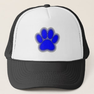 Gorra De Camionero Paw De Perro En Azul Con Brotes