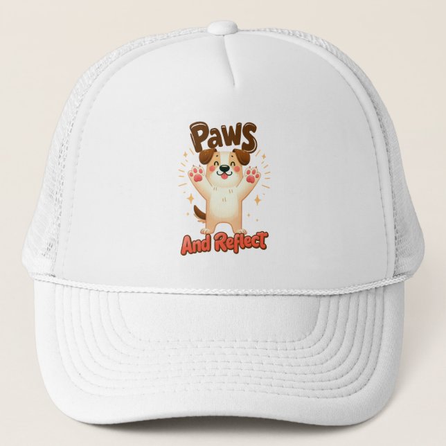 Gorra De Camionero Paws Y Refleja Perro Cuto (Anverso)