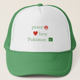 Gorra De Camionero Paz Amar Pakistán Corazón Bandera Paquistaní