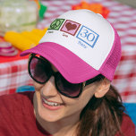 Gorra De Camionero Paz Amor 30.º Fiesta de cumpleaños<br><div class="desc">Paz Amor 30 cumpleaños</div>