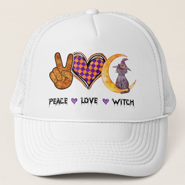 Gorra De Camionero Paz, amor, bruja (Anverso)