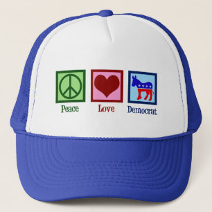Gorra De Camionero Paz Amor Democracia Donkey Cute Azul