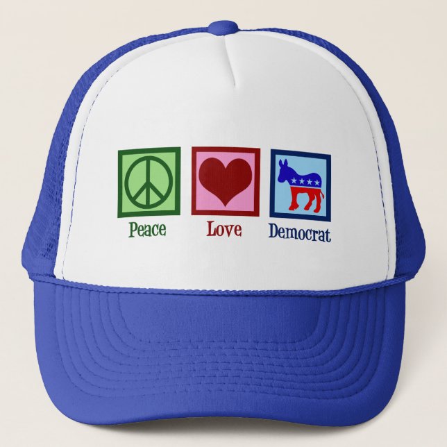 Gorra De Camionero Paz Amor Democracia Donkey Cute Azul (Anverso)