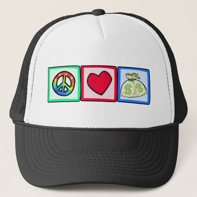 Gorra De Camionero Paz, amor, dinero (Anverso)