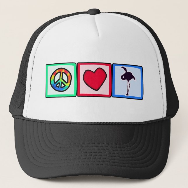 Gorra De Camionero Paz, amor, flamencos (Anverso)