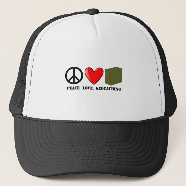 Gorra De Camionero Paz, amor, Geocaching (Anverso)