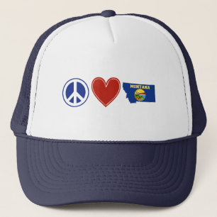 Gorra De Camionero Paz Amor Montana Corazón Bandera Estatal Montanan
