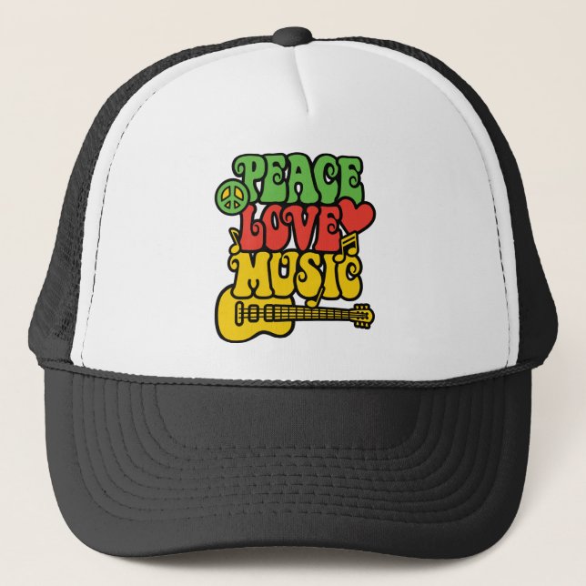 Gorra De Camionero Paz-Amor-Música de Rasta (Anverso)