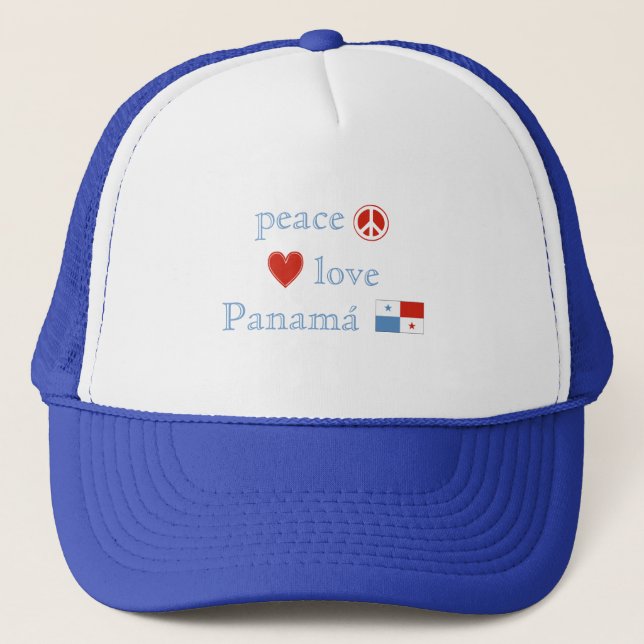 Gorra De Camionero Paz Amor Panamá Corazón Bandera Panameña (Anverso)