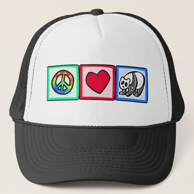 Gorra De Camionero Paz, amor, pandas (Anverso)