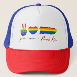 Gorra De Camionero Paz Amor Puerto Rico