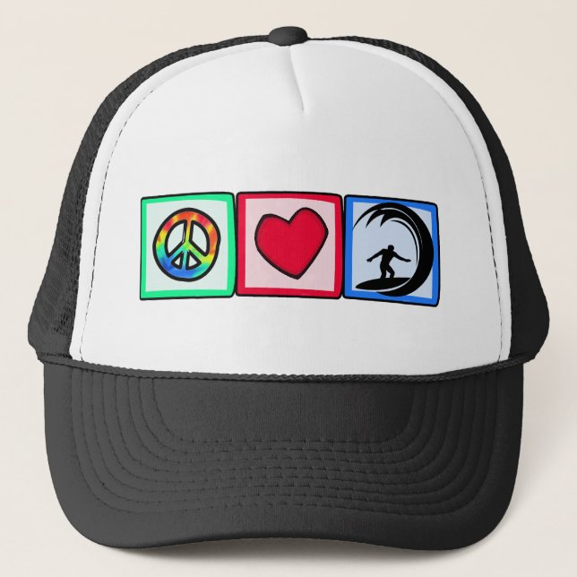 Gorra De Camionero Paz, amor, surf (Anverso)