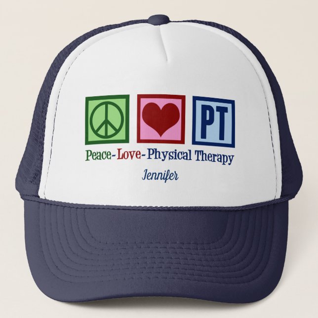 Gorra De Camionero Paz Amor Terapia Física Personalizada PT (Anverso)
