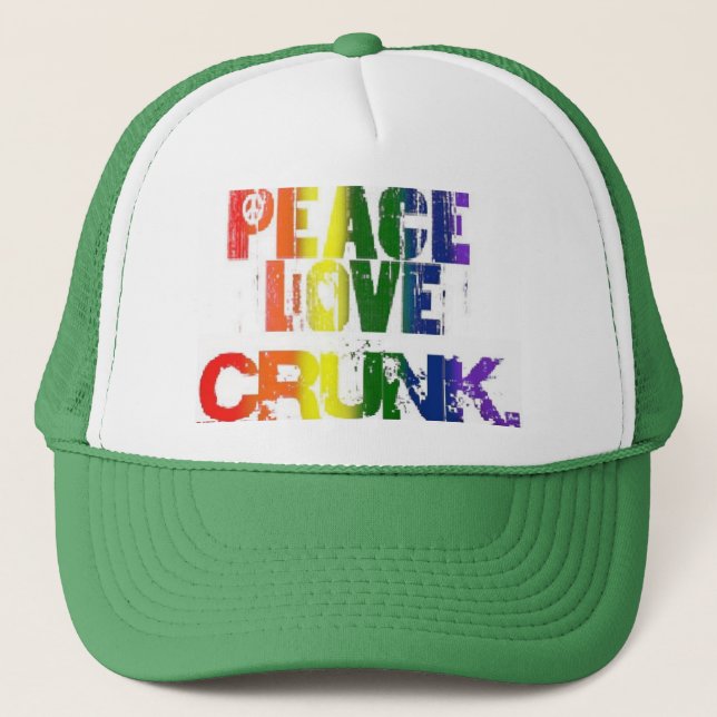 GORRA DE CAMIONERO PAZ, AMOR Y CRUNK (Anverso)