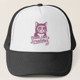 Gorra De Camionero Paz, Amor y Rasguños Gato Divertido