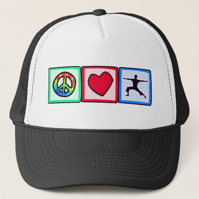 Gorra De Camionero Paz, amor, yoga (Anverso)