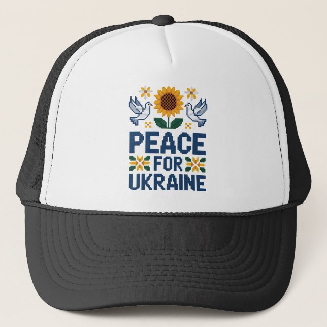 Gorra De Camionero Paz para Ucrania arte popular de piano (Anverso)
