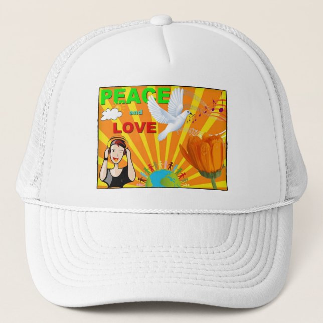 Gorra De Camionero Paz y Amor (Anverso)