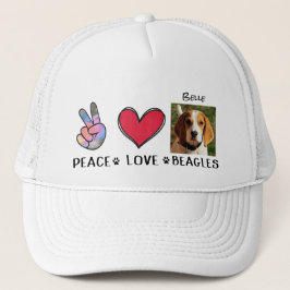 Gorra De Camionero Peace Love Beagle Dog Amantes Camioneros