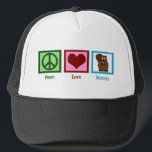 Gorra De Camionero Peace Love Beavers<br><div class="desc">Un signo de paz,  corazón y un lindo castor en un regalo de los amantes de la paz de bonito.</div>