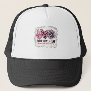Gorra De Camionero Peace Love Cure Breast Cancer Awareness Sunflower