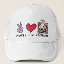 Gorra De Camionero Peace Love Dalmatians Dog Lovers 