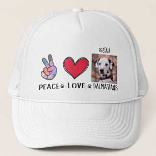 Gorra De Camionero Peace Love Dalmatians Perros Amantes