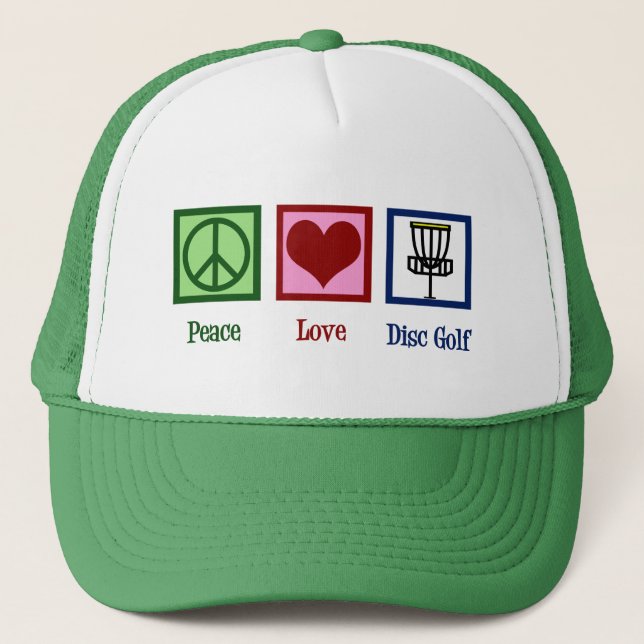 Gorra De Camionero Peace Love Disk Golf (Anverso)
