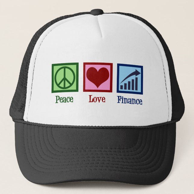 Gorra De Camionero Peace Love Finance (Anverso)