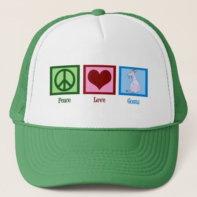 Gorra De Camionero Peace Love Goats (Anverso)