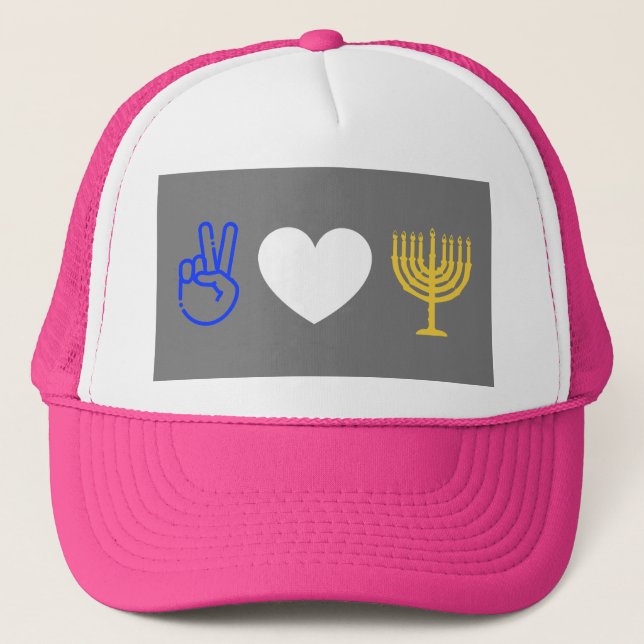 Gorra De Camionero Peace Love & Hanukkah Trucker Hat (Anverso)