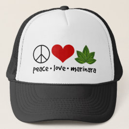 Gorra De Camionero Peace Love Marinara Basil deja racimo