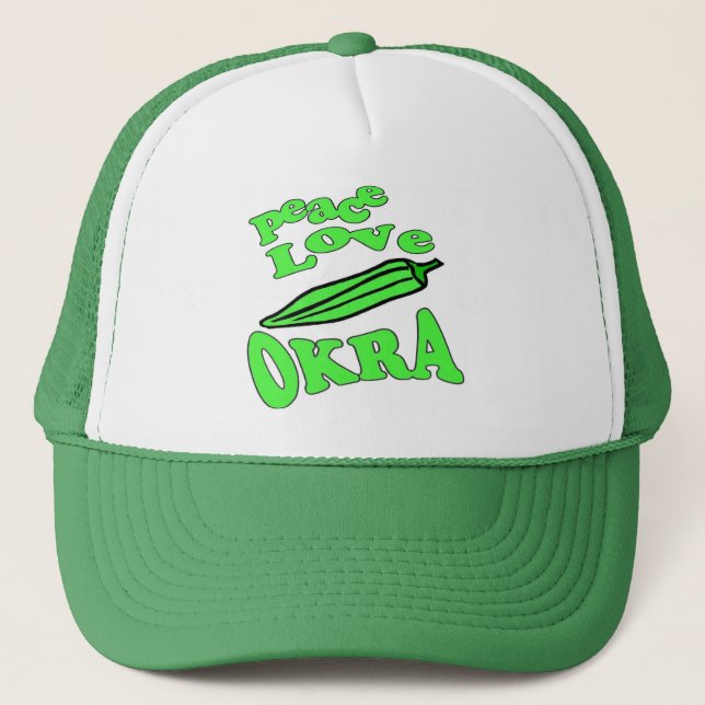 Gorra De Camionero Peace Love Okra (Anverso)