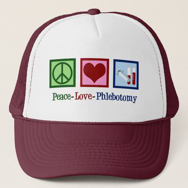 Gorra De Camionero Peace Love Phlebotomy Cute Phlebotomist (Anverso)
