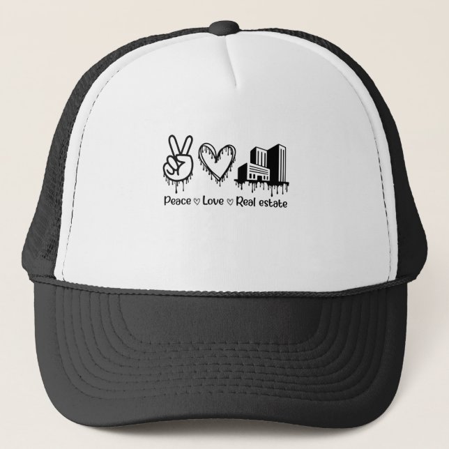 Gorra De Camionero Peace Love Real Estate Agent Perfect Gift (Anverso)