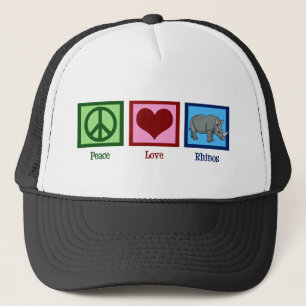 Gorra De Camionero Peace Love Rhinos